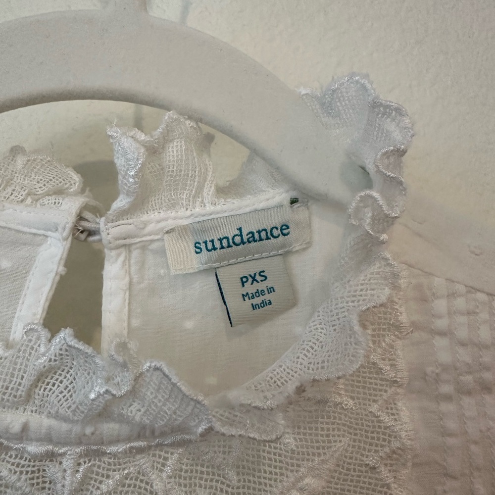 Sundance White Ruffled Bib Collar Blouse - Picture 2 of 5
